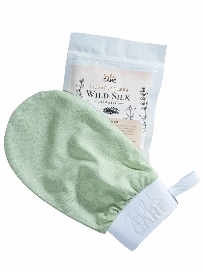 SILKCARE Wild Silk Шелковая варежка для пилинга лайм дойпак